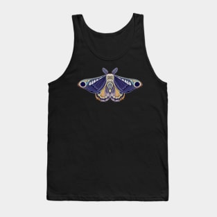 Moth sticker deep blue, turquoise, orange and lila Tank Top